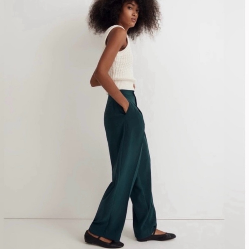 Madewell The Rosedale High Rise Trouser Straight Leg Women 6 Crepe Emerald